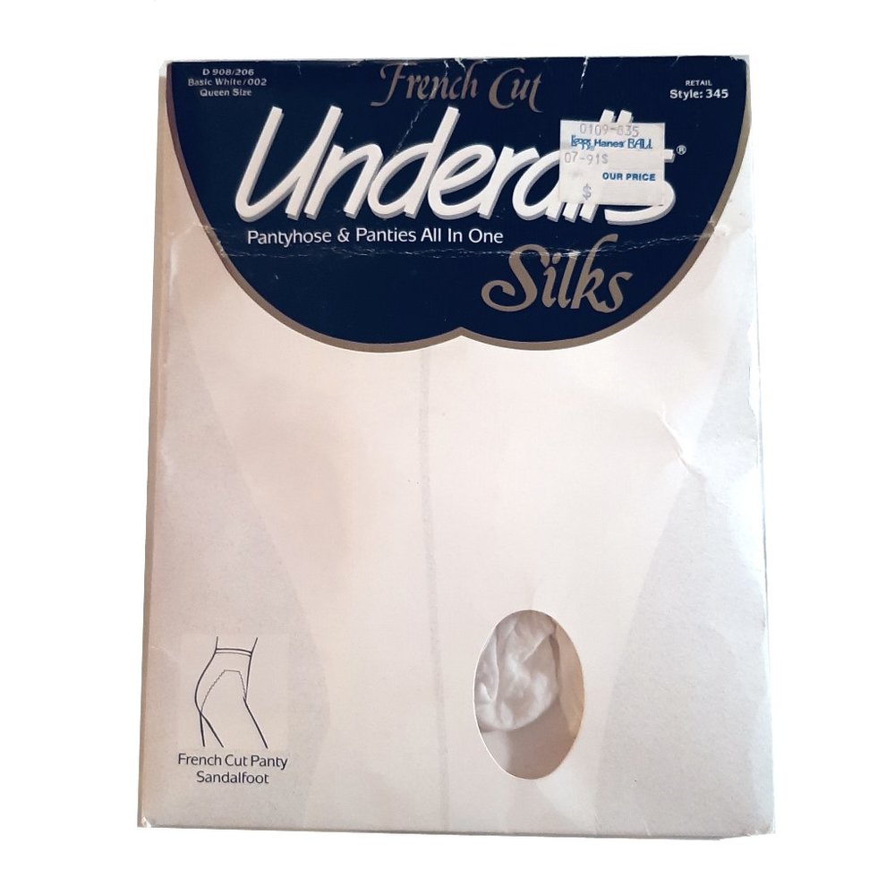 NWT Underalls Silks White Panty Hose, Queen Size
